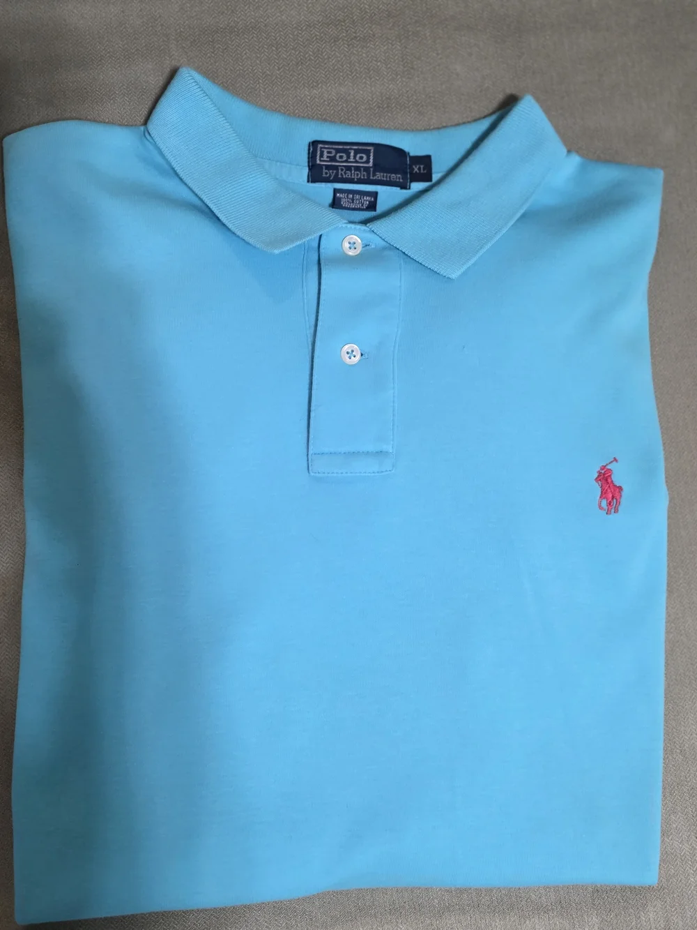 Ralph Lauren Men’s Polo Shirt in Aqua with Pink Pony